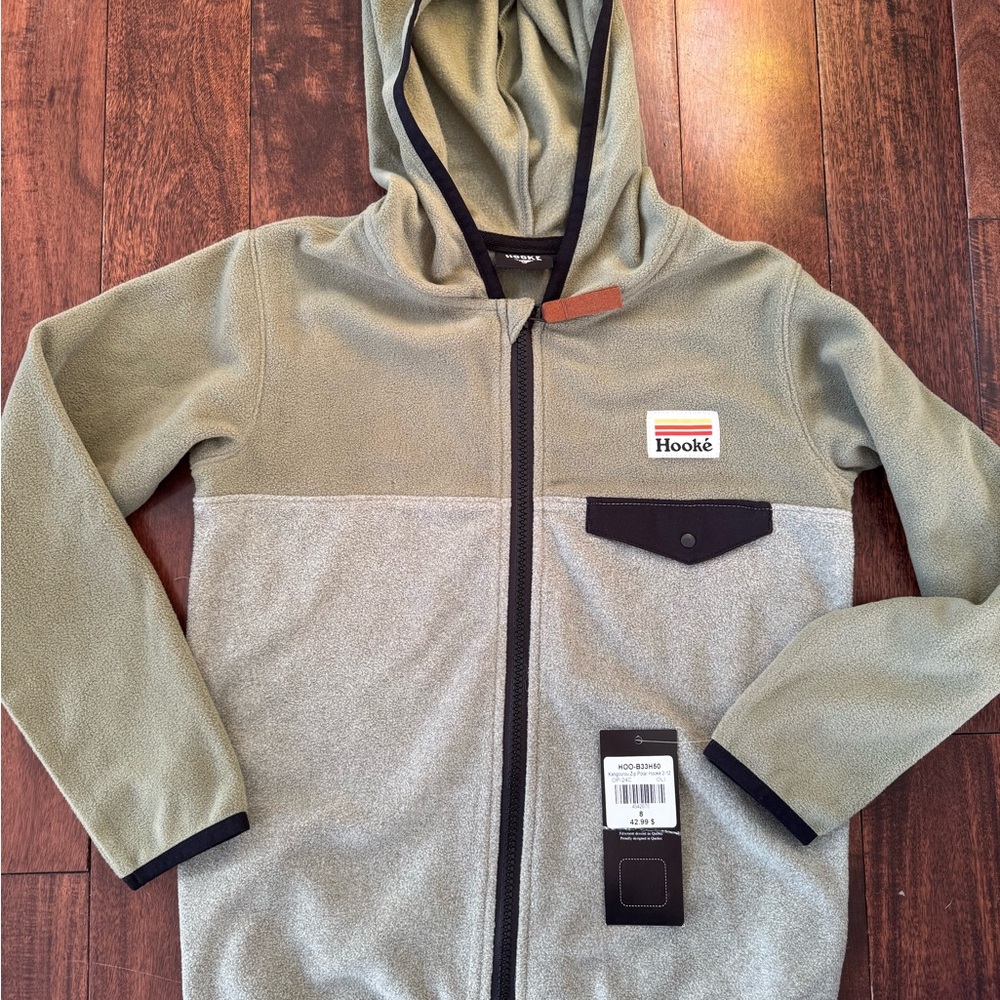 Oli Kids Two-Tone Fleece Jacket - Olive and Gray